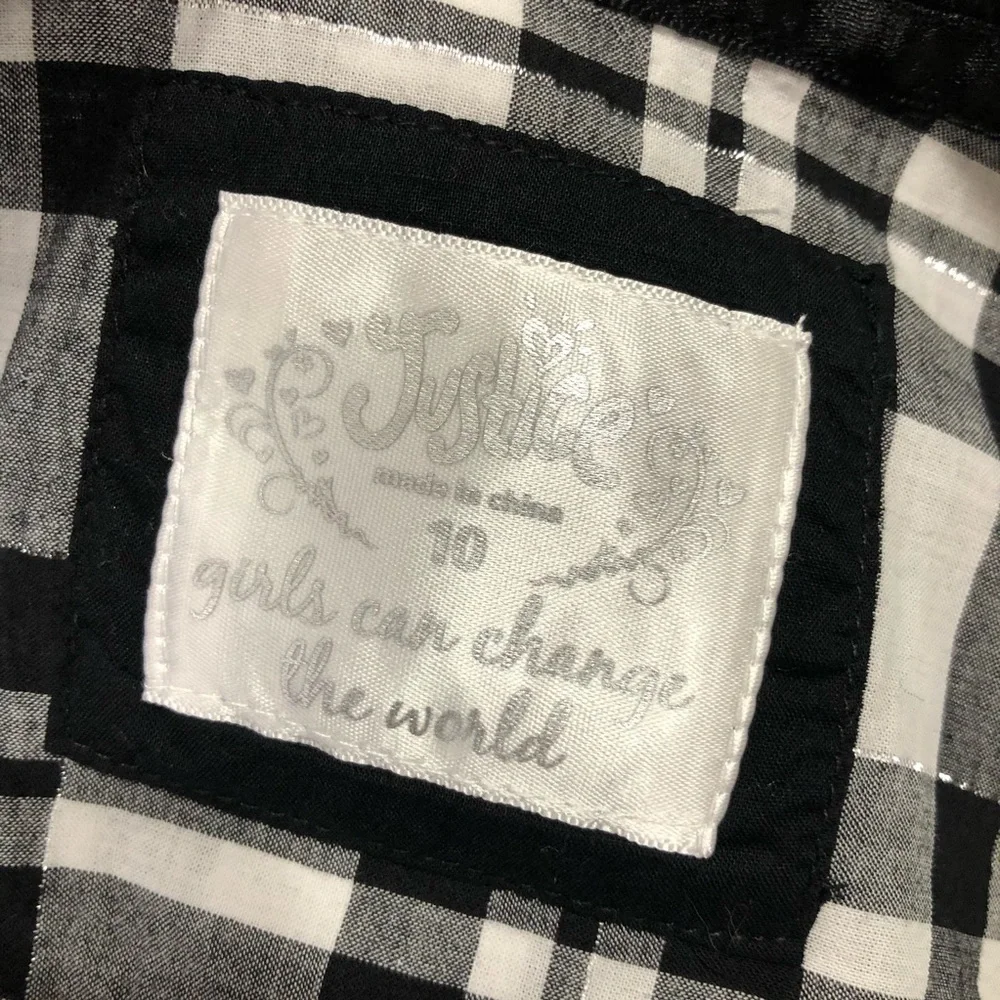 Justice Plaid Glitter & Stars Long Sleeve Top